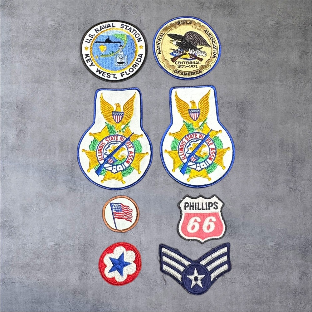 Lot of 8 Vintage Embroidered Patch Multicolor Good Military NRA